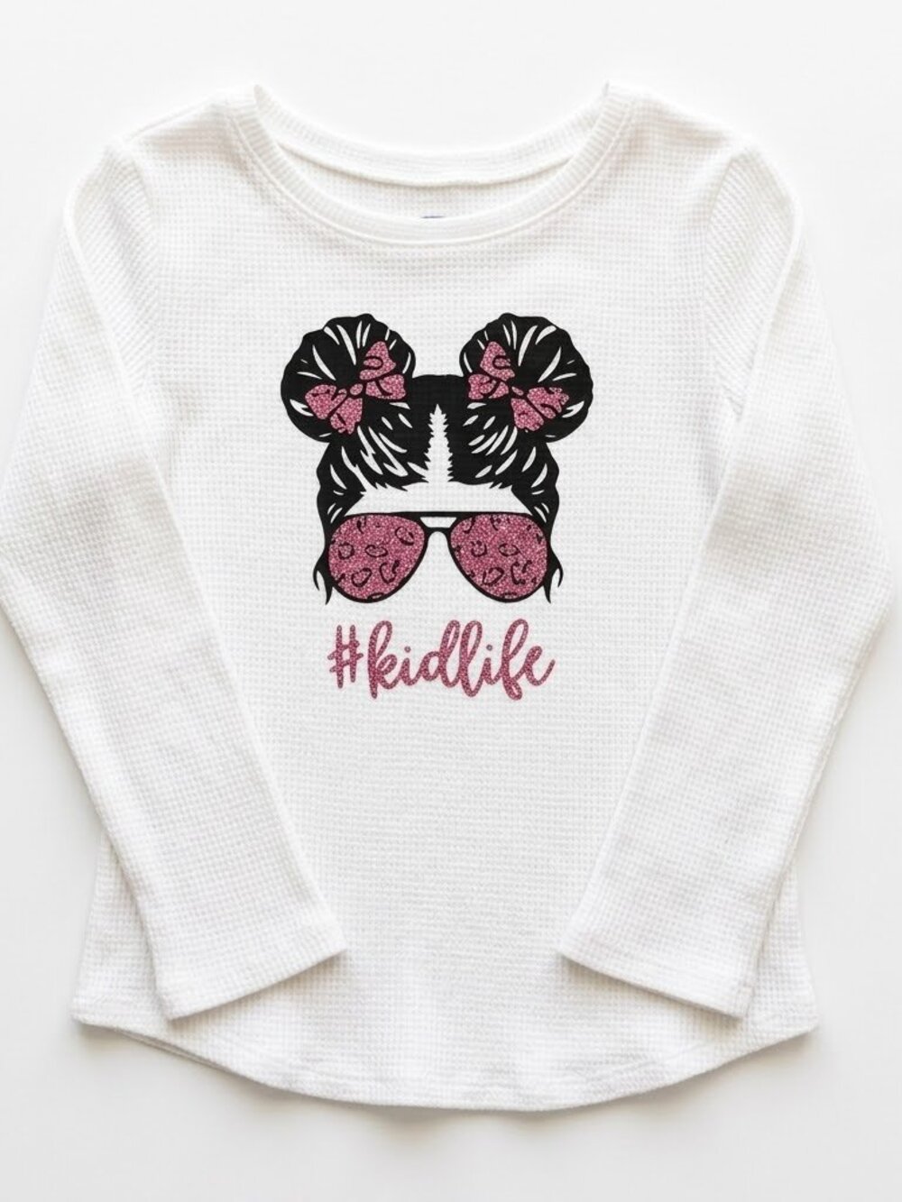 NEW Made to Order White Custom Youth Kids Long Sleeve Crew Neck